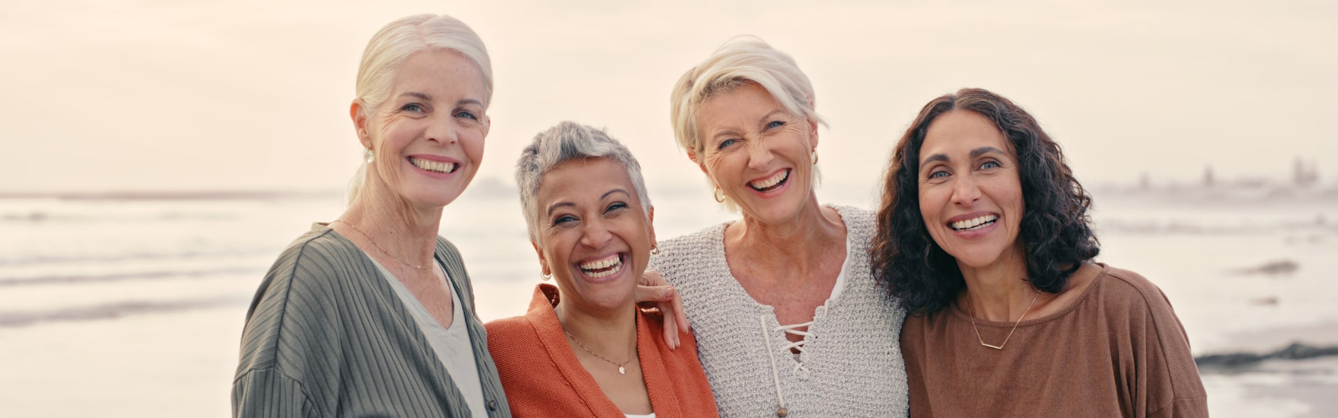 group of mature women on sunset holiday