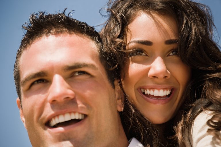 Smiling young couple in love